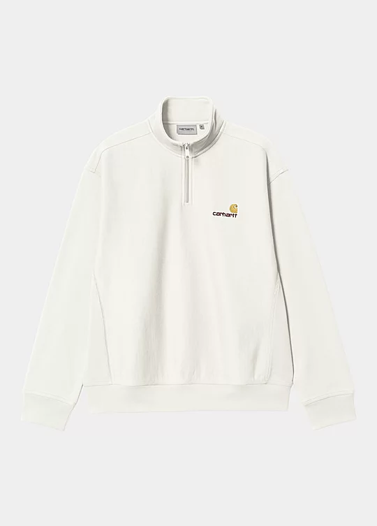 Carhartt WIP Half Zip American Script Sweatshirt in Bianco