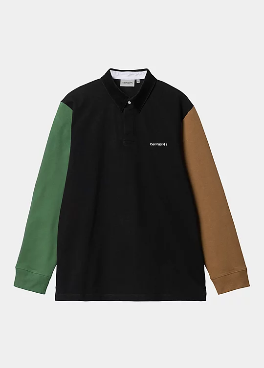Carhartt WIP Long Sleeve Cord Rugby Polo in Nero