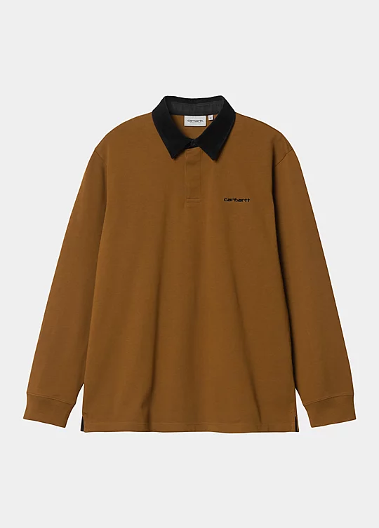 Carhartt WIP Long Sleeve Cord Rugby Polo in Marrone