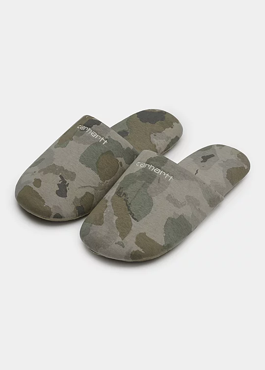 Carhartt WIP Script Embroidery Slippers in Camo