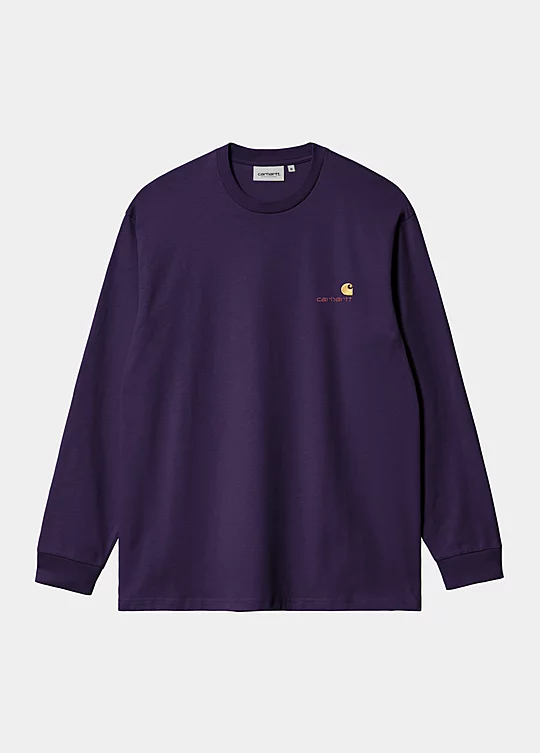 Carhartt WIP Long Sleeve American Script T-Shirt in Purple