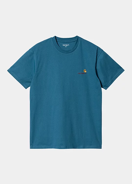 Carhartt WIP Short Sleeve American Script T-Shirt in Blau