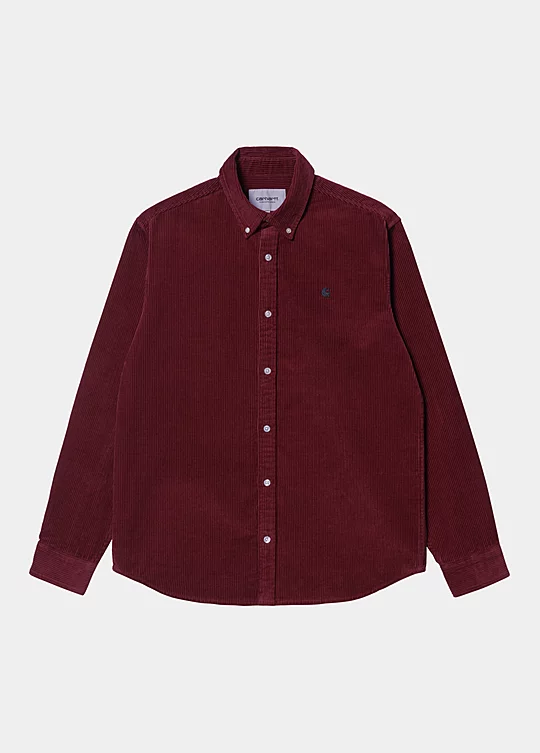 Carhartt WIP Long Sleeve Madison Cord Shirt in Red
