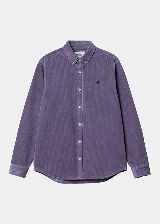 Carhartt WIP Long Sleeve Madison Cord Shirt in Lila