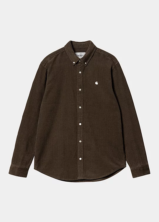 Carhartt WIP Long Sleeve Madison Cord Shirt in Brown