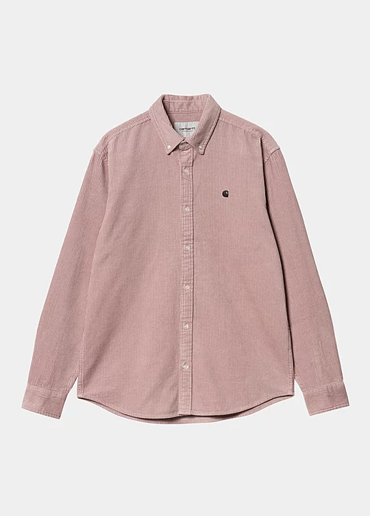 Carhartt WIP Long Sleeve Madison Cord Shirt em Rosa