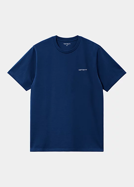 Carhartt WIP Short Sleeve Script Embroidery T-Shirt in Blu