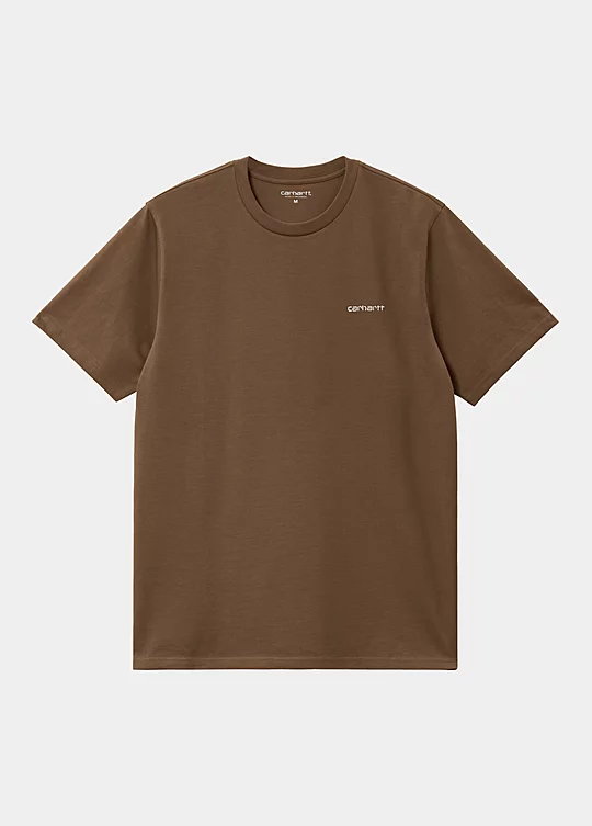Carhartt WIP Short Sleeve Script Embroidery T-Shirt in Brown