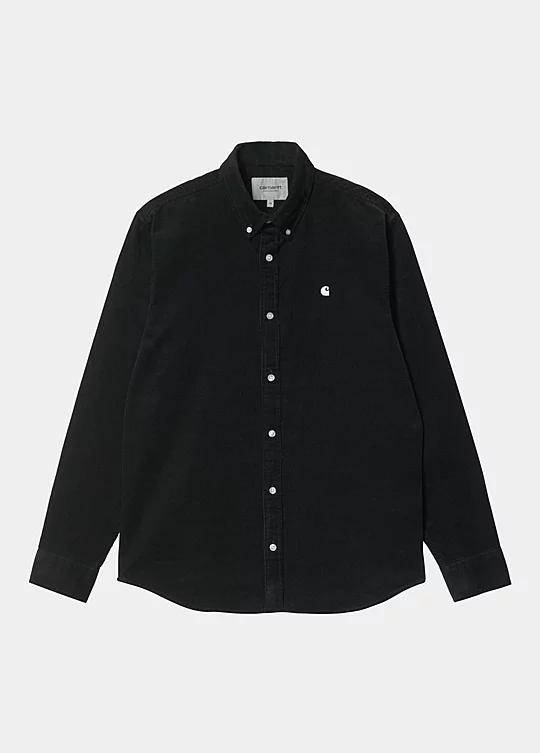 Carhartt WIP Long Sleeve Madison Fine Cord Shirt in Black
