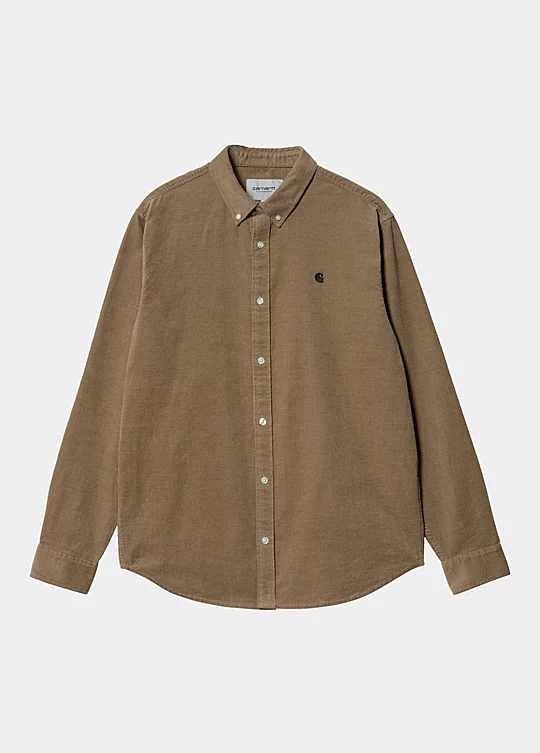 Carhartt WIP Long Sleeve Madison Fine Cord Shirt en Marrón