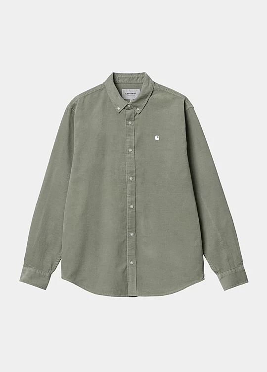 Carhartt WIP Long Sleeve Madison Fine Cord Shirt em Verde