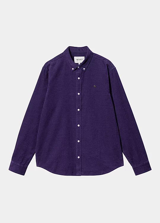 Carhartt WIP Long Sleeve Madison Fine Cord Shirt in Lila