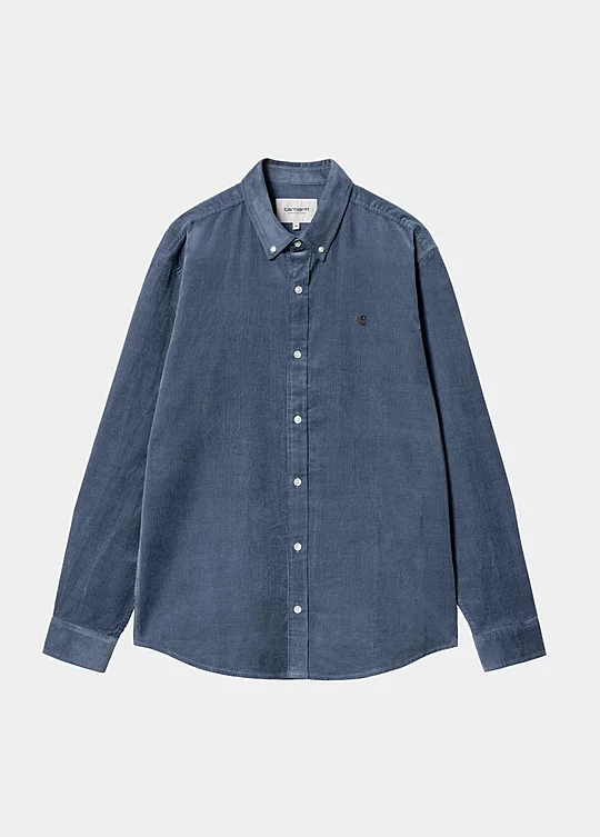 Carhartt WIP Long Sleeve Madison Fine Cord Shirt Bleu