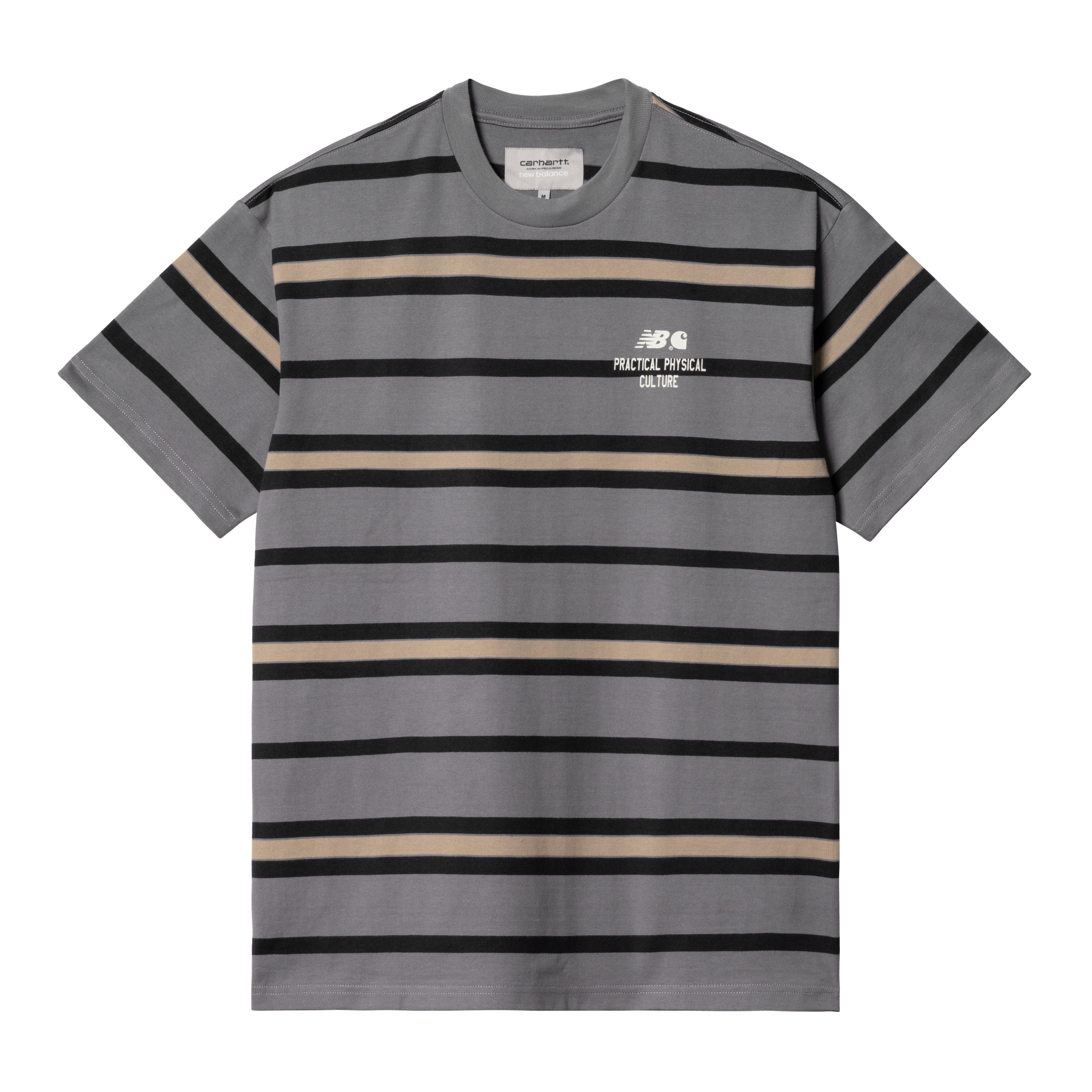 Carhartt WIP New Balance x Carhartt WIP Sculpture Center Short Sleeve Stripe T-Shirt in Grey