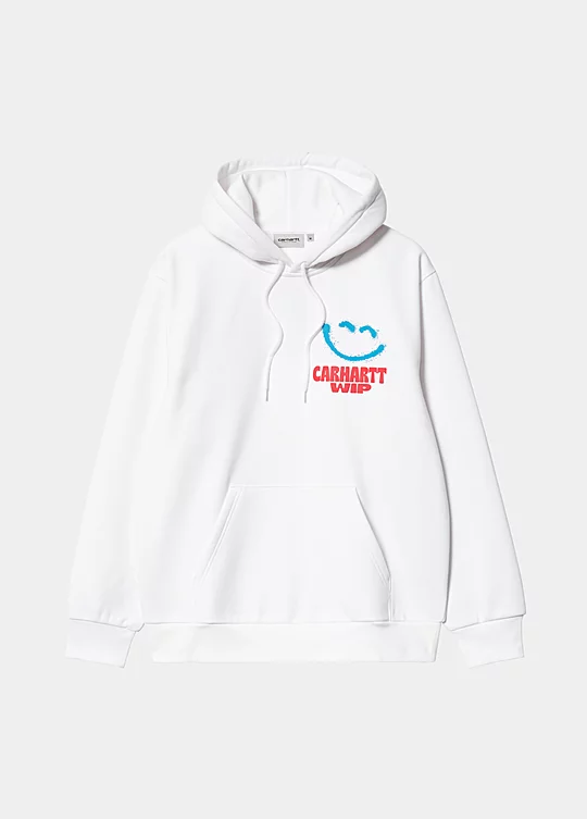 Carhartt WIP Hooded Happy Script Sweatshirt in White