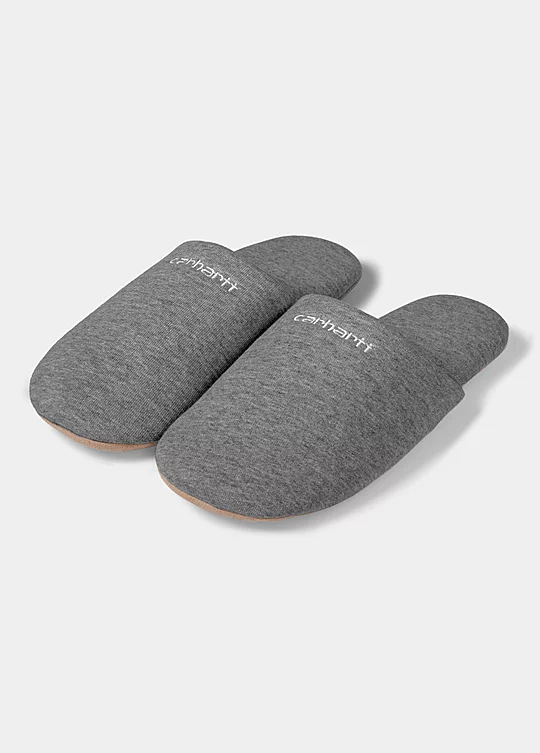 Carhartt WIP Script Embroidery Slippers in Grey