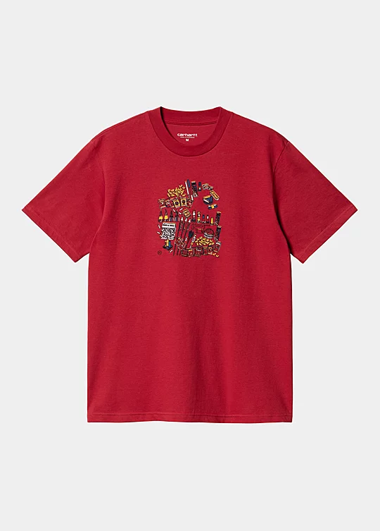 Carhartt WIP Short Sleeve Fireworks T-Shirt in Red
