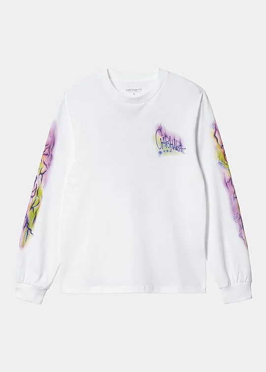 Carhartt WIP Women’s Long Sleeve Babybrush Grin T-Shirt in Bianco