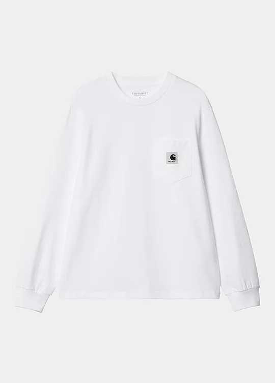 Carhartt WIP Women’s Long Sleeve Pocket T-Shirt en Blanco