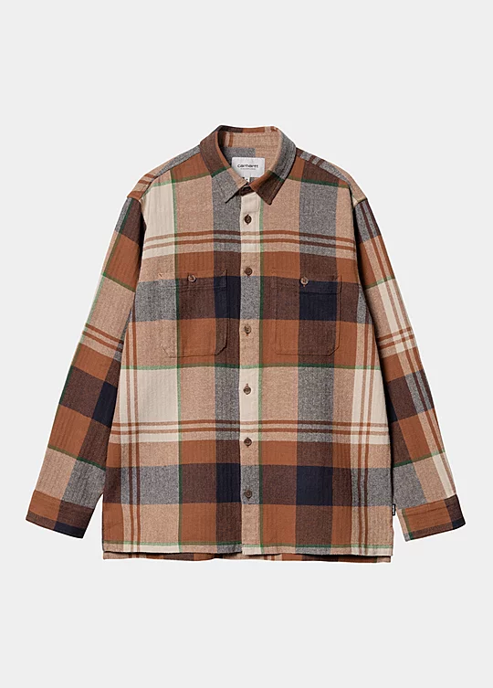 Carhartt WIP Long Sleeve Dellinger Shirt in Brown