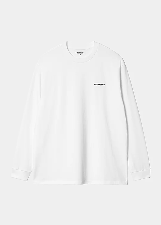 Carhartt WIP Long Sleeve Script Embroidery T-Shirt em Branco