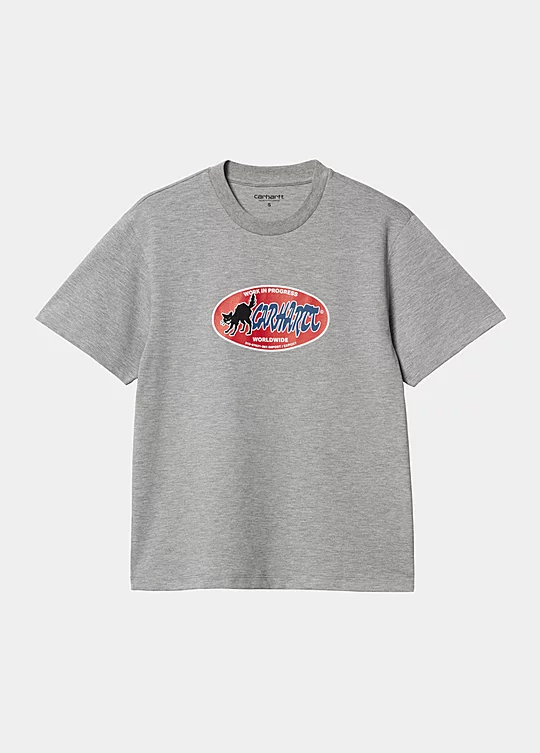 Carhartt WIP Women’s Short Sleeve Cat Sticker T-Shirt in Grey