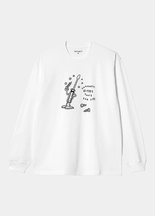 Carhartt WIP Long Sleeve Tools For Life T-Shirt in Bianco