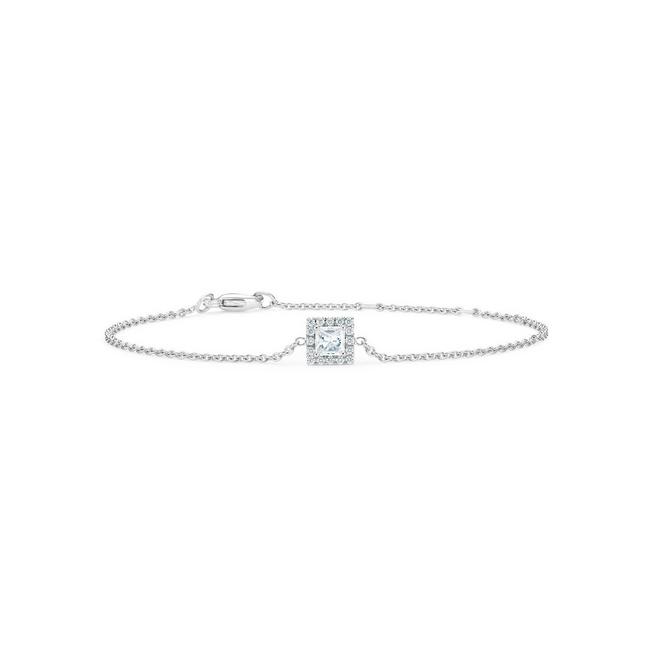 My First De Beers Aura bracelet with a princess-cut diamond in white gold