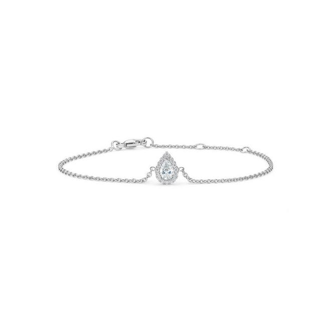 My First De Beers Aura bracelet with a pear-shaped diamond in white gold