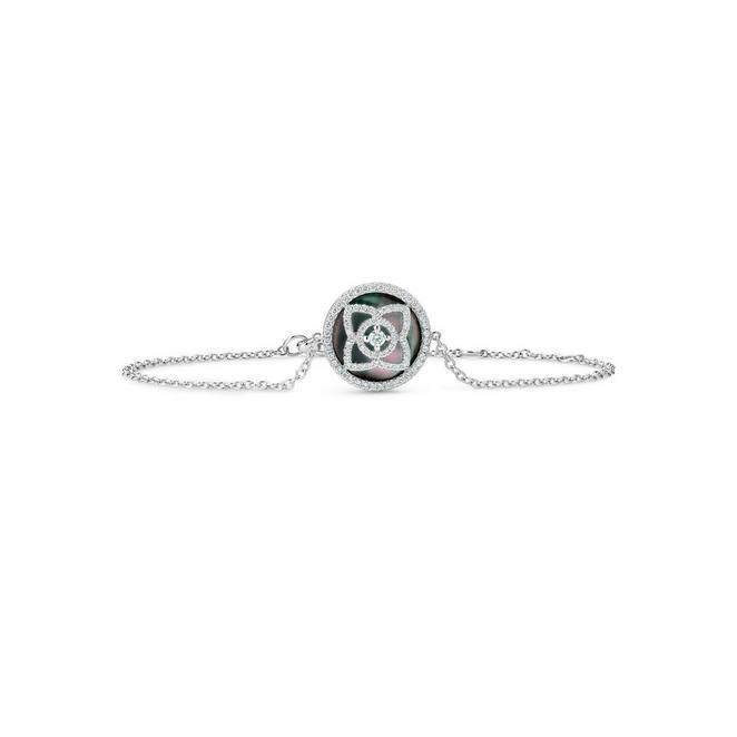 Enchanted Lotus bracelet in white gold and grey mother-of-pearl