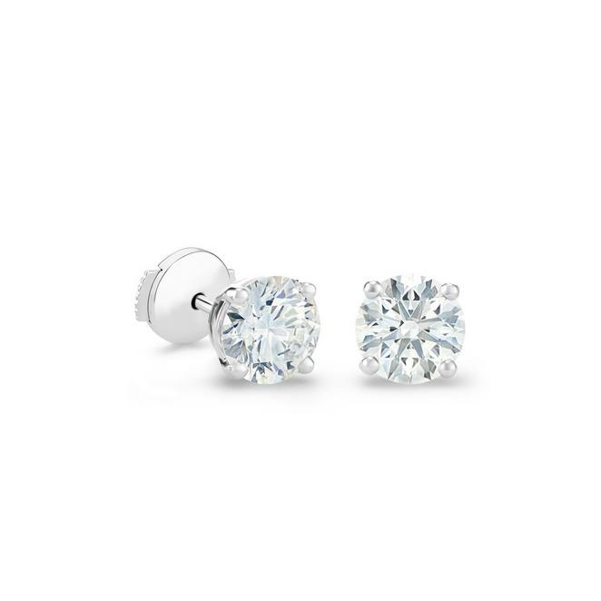 DB Classic stud earrings with round brilliant diamonds in platinum