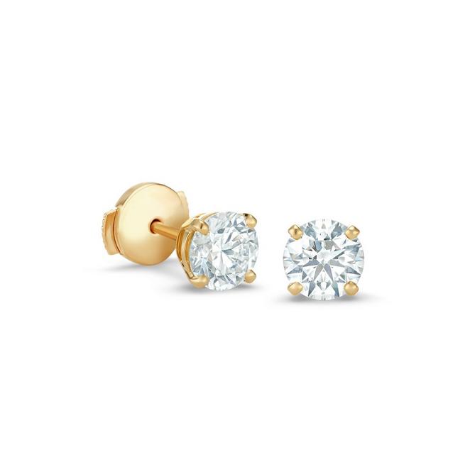 DB Classic stud earrings with round brilliant diamonds in yellow gold