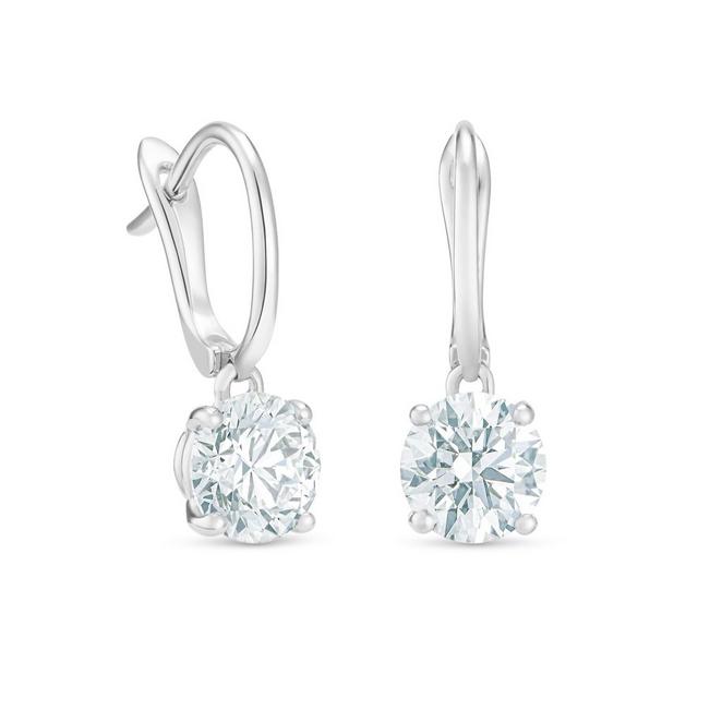 DB Classic sleeper earrings with round brilliant diamonds in white gold