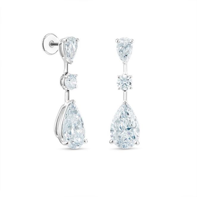 Drops of Light earrings with pear-shaped diamonds in platinum - DB003_2 
