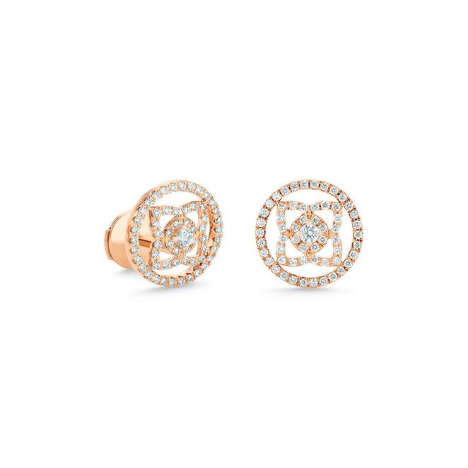 Enchanted Lotus medal earrings in rose gold