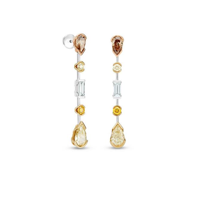 Swan Lake earrings in rose, yellow and white gold