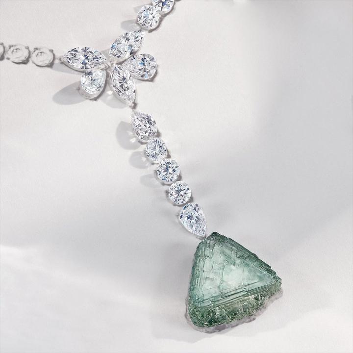 De Beers rough and cut diamond necklace