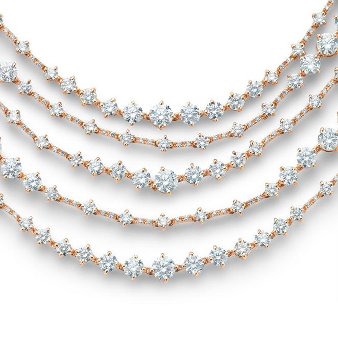 Arpeggia five line necklace in rose gold