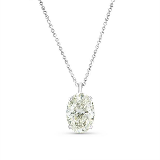 DB Classic pendant with a large oval-shaped diamond in platinum