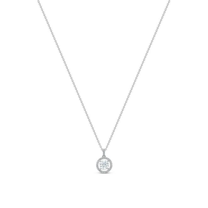 Aura pendant with a round brilliant diamond in white gold