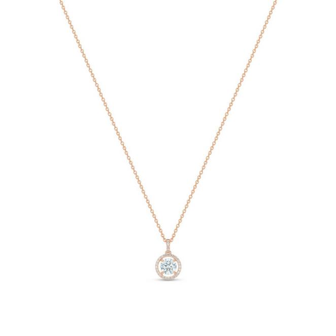 Aura pendant with a round brilliant diamond in rose gold