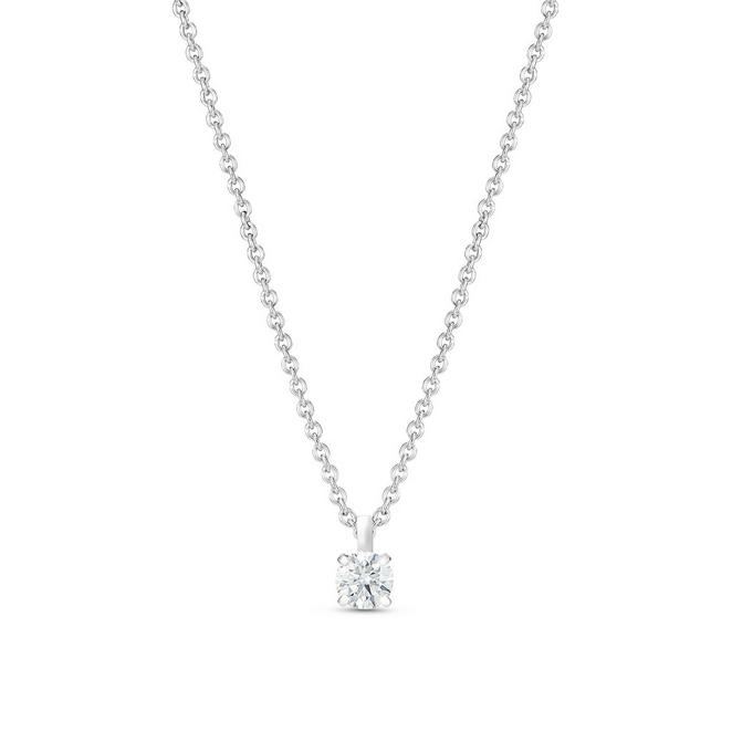 My First De Beers DB Classic pendant with a round brilliant diamond in platinum