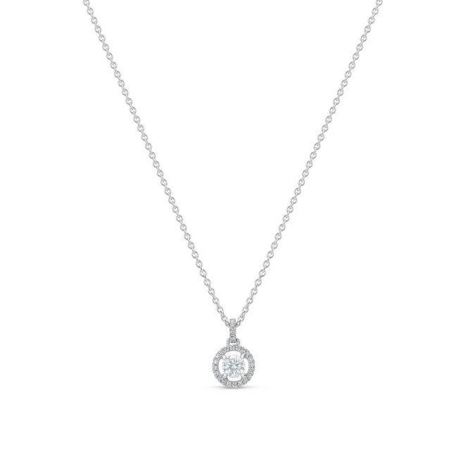 My First De Beers Aura pendant with a round brilliant diamond in white gold