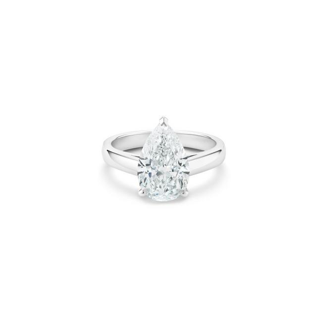 DB Classic solitaire ring with a large pear-shaped diamond in platinum