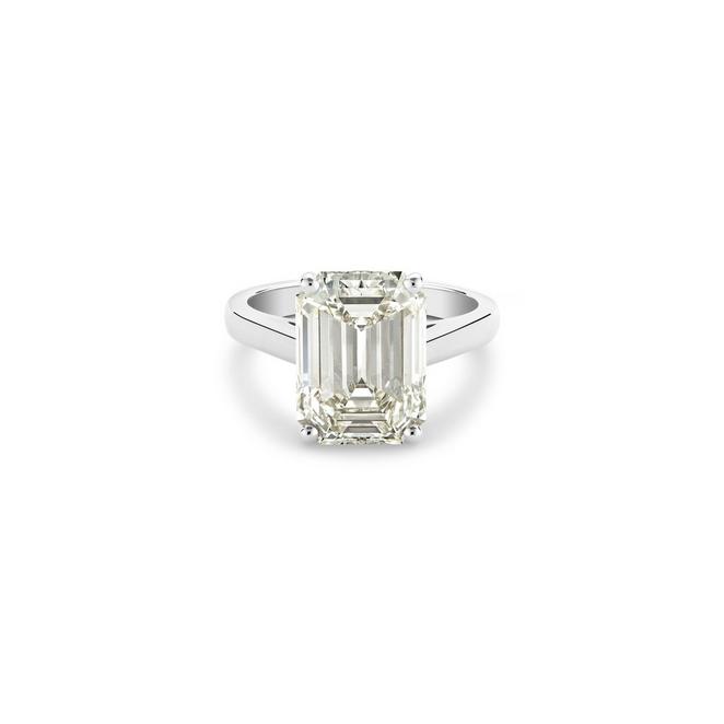 DB Classic solitaire ring with a large emerald-cut diamond in platinum