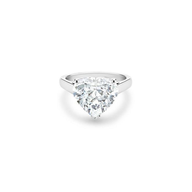 DB Classic solitaire ring with a large heart-shaped diamond in platinum