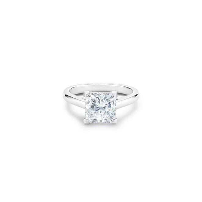DB Classic solitaire ring with a large radiant-cut diamond in platinum