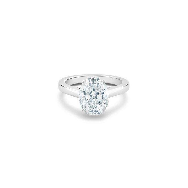 DB Classic solitaire ring with a large oval-shaped diamond in platinum