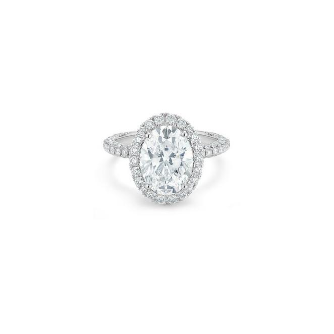 Aura solitaire ring with a large oval-shaped diamond in platinum