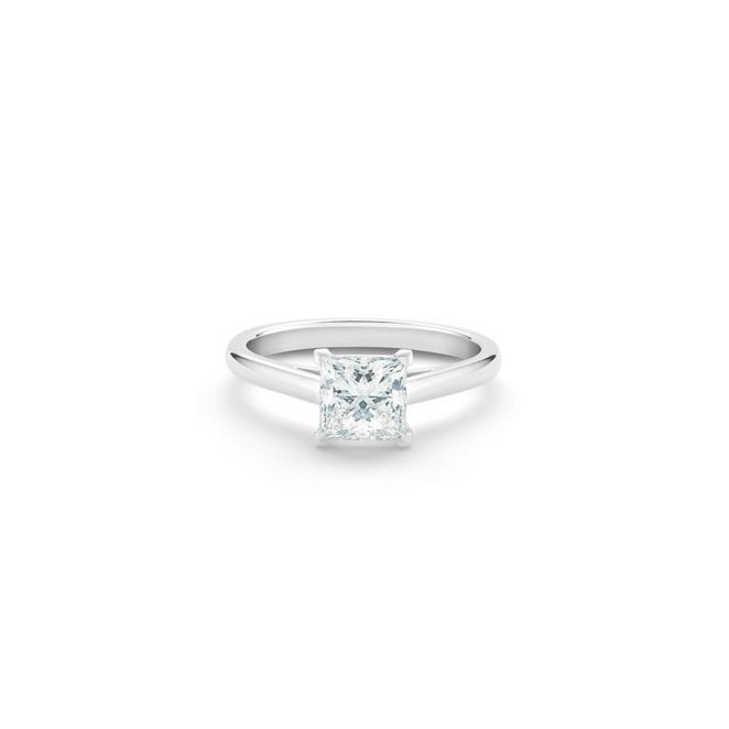 DB Classic solitaire ring with a princess-cut diamond in platinum